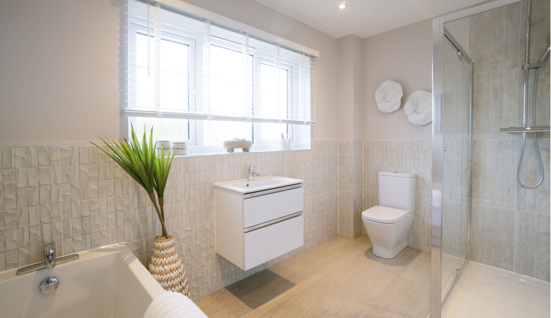 The family bathroom in the 4 bedroom Ness show home.